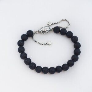 David Yurman Silver 925 Spiritual Matte Onyx Beads Bracelet